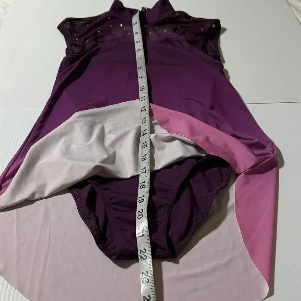 WEISSMAN Dance Costume purple rhinestones ombre Have Mercy 13294 IC- child 7/8